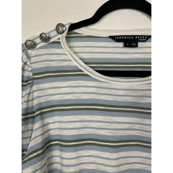 Veronica Beard Mason Longsleeve Stripe Baseball Tee Sz Medium *Flaw* - Picture 6 of 9